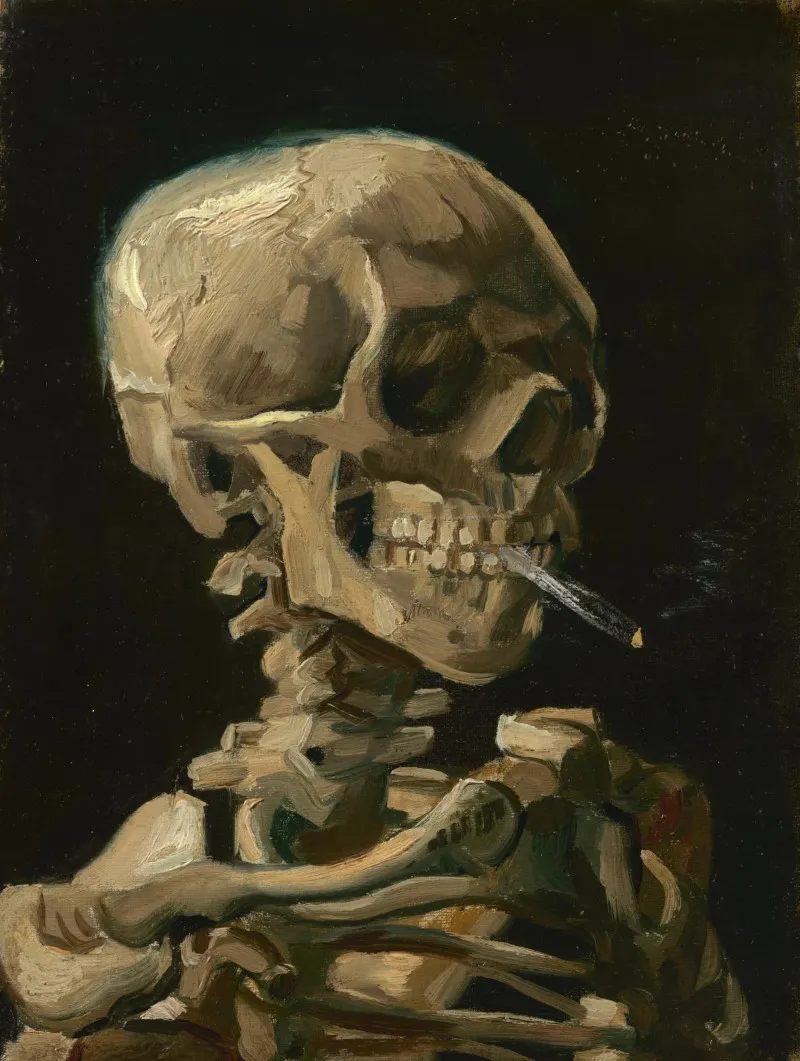 "Skull of a Skeleton with Burning Cigarette, Vincent van Gogh 1885"